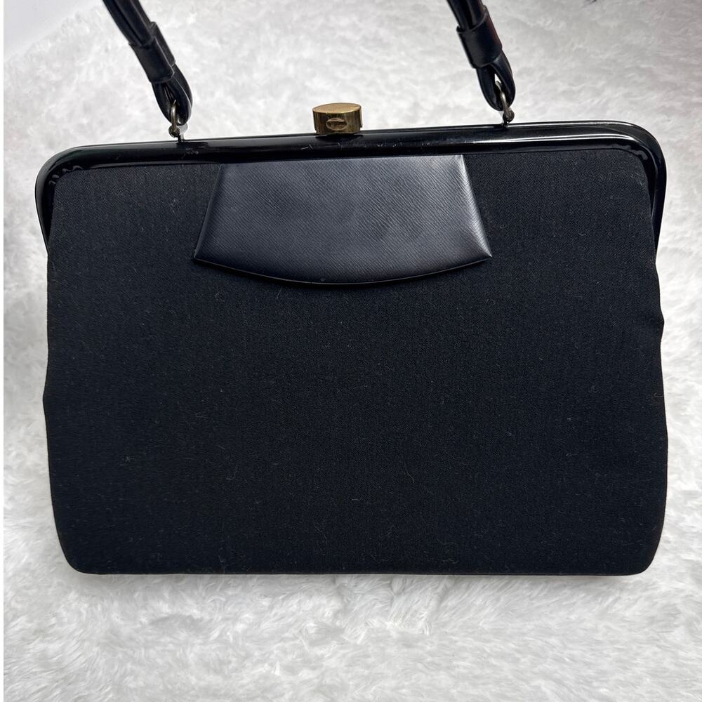 50's Caron of Houston hand decorated floral appliqué purse top handle kiss lock - Picture 6 of 12
